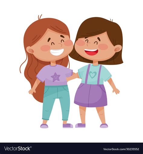 friendly  girls embracing   vector image