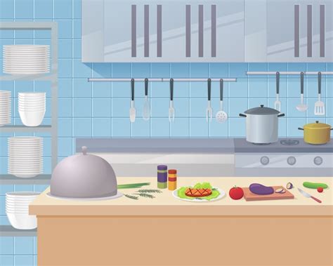 espacio de trabajo de cocina de dibujos animados de una cocina de