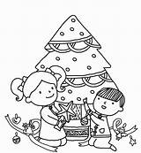 Tree Christmas Coloring Pages Decorating Kids Children Printable Cute sketch template