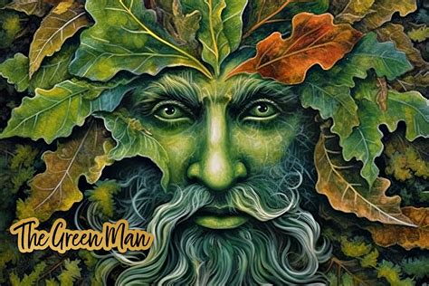 green man celtic pagan leaf motif graphic  digital magpie design