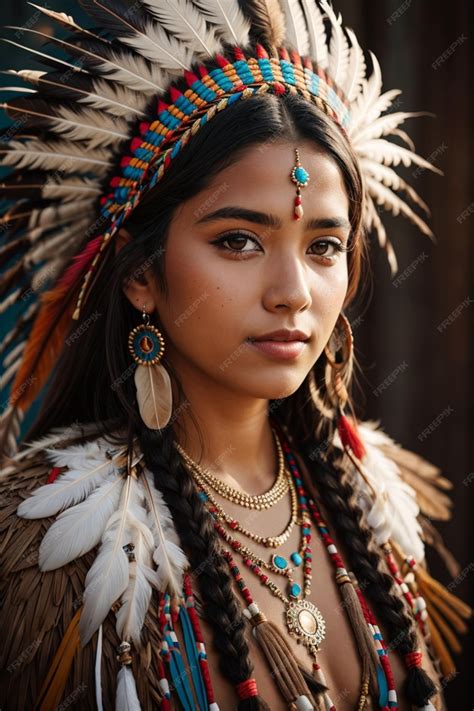 Premium Ai Image Beautiful Sexy Native American Woman In Traditional