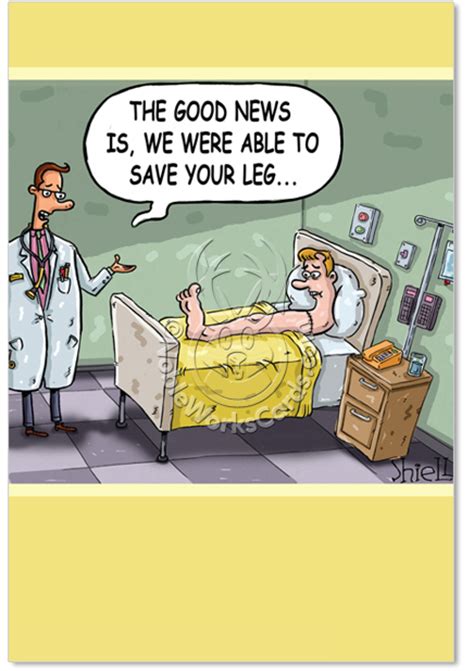 Save Your Leg Cartoons Get Well Paper Card Mike Shiell