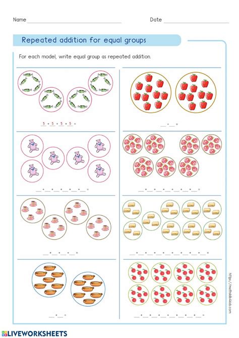 multiplication  repeated addition worksheet  times tables