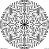 Stern Schwer Mosaic Dreiecke Kreis Geometrische Rundes Mitte Malen Symmetry Coloringhome sketch template