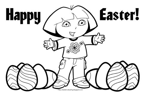 easter colouring dora  explorer easter coloring pages