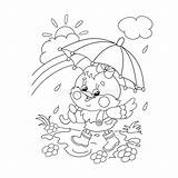 Rain Outline Walking Chicken Coloring Happy Preview sketch template