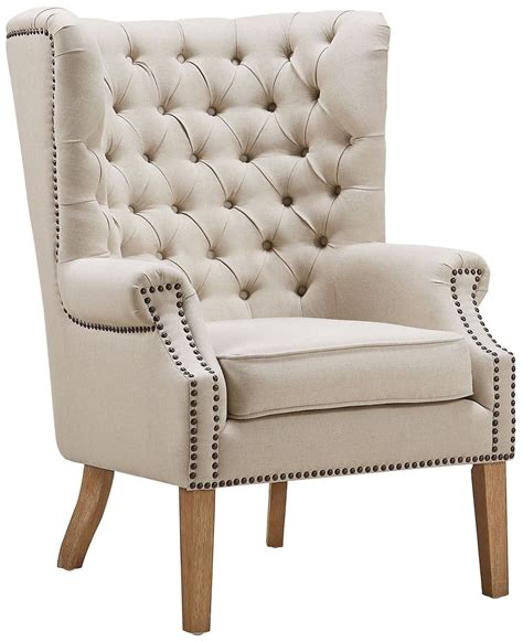 abe beige linen wing chair  tov tov  coleman furniture