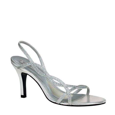 Sexy Silver Glitter Woven Strap Low Heel Slingback Sandals Evening