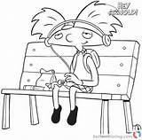 Coloring Pages Hey Arnold Walkman Listening Printable sketch template