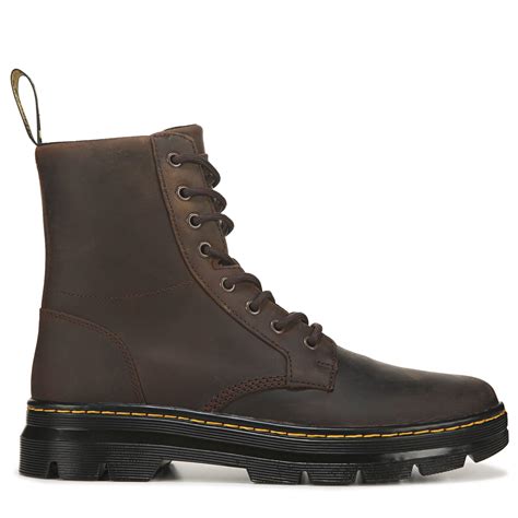dr martens leather combs combat boots  brown  men lyst