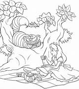 Pais Maravilhas Burton Procoloring Wunderland Cheshire Outlines Mad öffnen Colornimbus sketch template