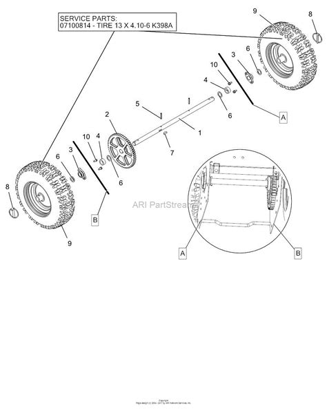 ariens   sno tek  parts diagram  wheels  axle