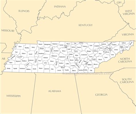 large detailed tennessee state county map