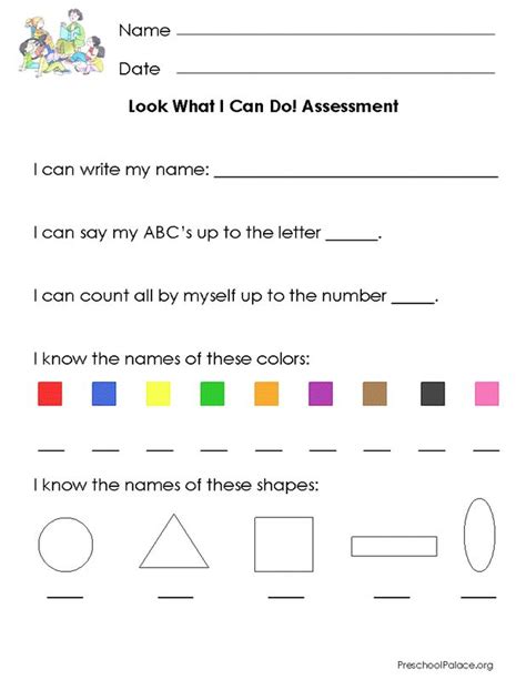 assessment printables preschool palace preschool assessment