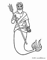 Triton Sirene Rey Trident Tridente Hellokids Roi Neptune Coloriages Colorier Son Sirenas sketch template