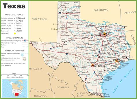 large detailed map  texas  cities  towns north texas highway