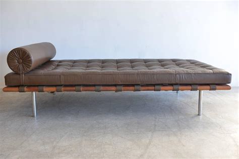 mies van der rohe barcelona daybed  knoll  chocolate brown leather  sale  stdibs