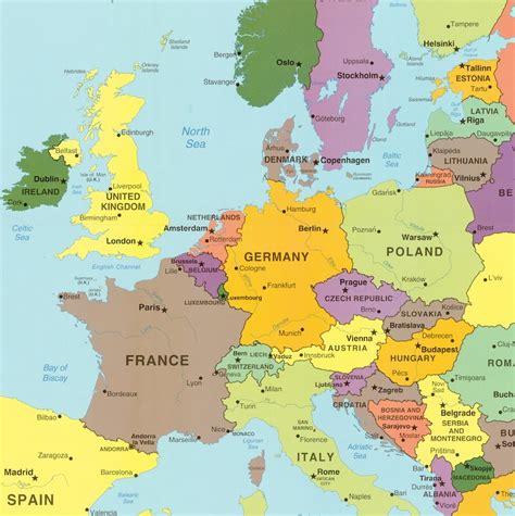 large printable map  europe