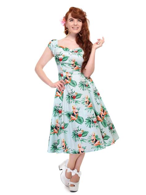 1950s tropical pin up girl dolores swing dress modern grease clothing and accessories co