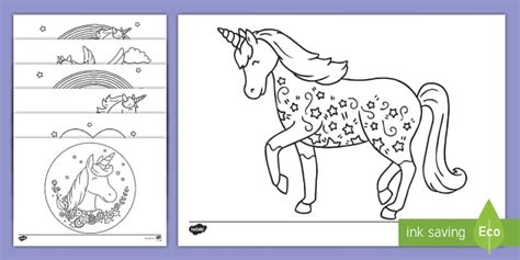 printable unicorn colouring pages  kids teacher