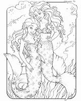 Mermaid Coloring Pages Advanced Getcolorings Cute Color Printable sketch template