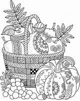 Coloring Pages Basket Fruits Gettyimages Mandala sketch template