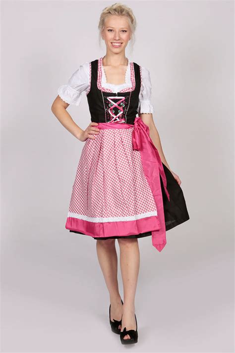 German Dirndl Dress Amara Black Pink Lederhosen Store