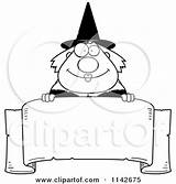 Chubby Parchment Witch Banner Over Clipart Cartoon Cory Thoman Outlined Coloring Vector 2021 sketch template