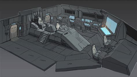 art  spiros aurora bridge spaceship interior sci fi ship scifi