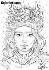 Christmas Coloring Girl Pages Visit sketch template