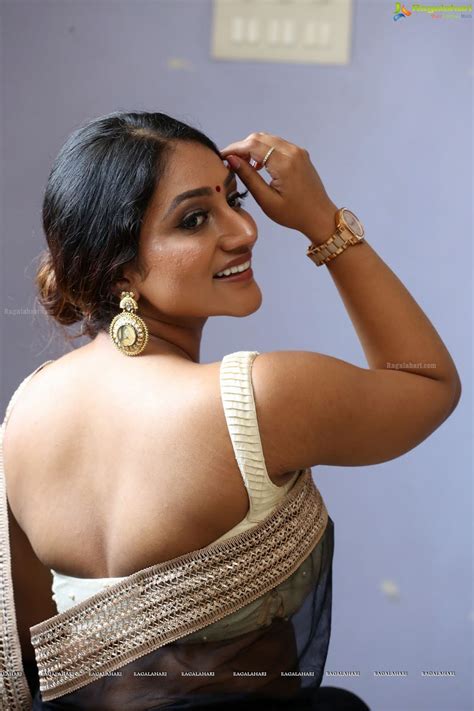 south actress  backless blouse  black saree