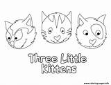 Three Coloring Faces Cat Printable Pages sketch template