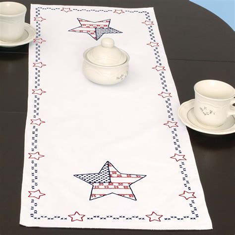 jack dempsey needle art independence day table runner embroidery kit