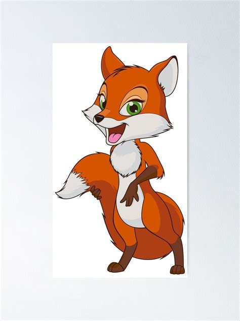 female fox cartoon character cartoon fox cartoon poster  sale  halalolo redbubble