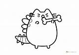 Pusheen Coloring Pages Print Dragon Cute Pushin Cats Little Raskrasil sketch template