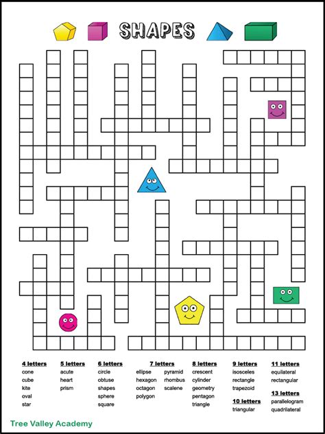 printable fill  word puzzles  kids tree valley academy