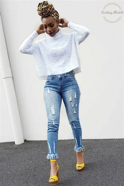 15 ways to wear frayed hem jeans outfits black girl fashion