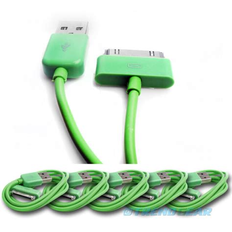 pcs usb sync data power charger cable apple ipad iphone ipod classic nano green ebay