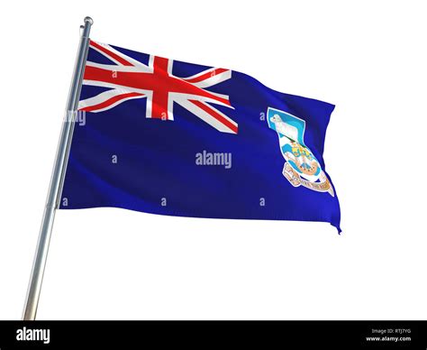 Islas Malvinas Bandera Nacional Ondeando En El Viento Aislado Fondo