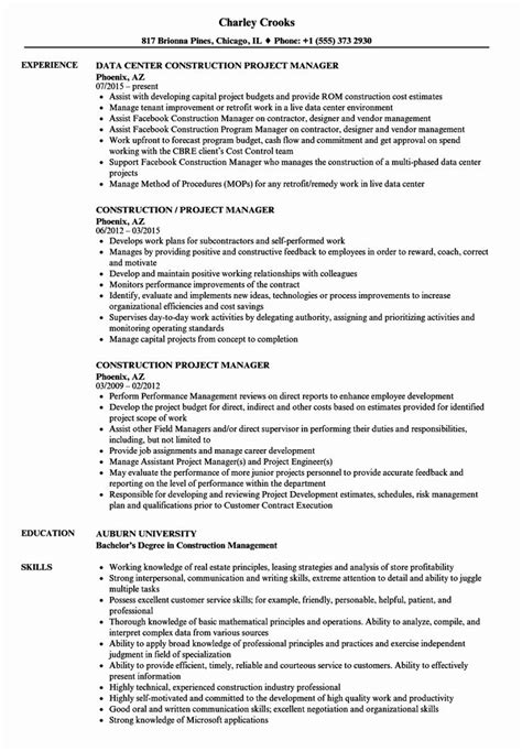 construction project manager resume examples unique construction