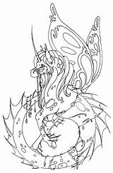 Hippocampus Mythical Evil Inked Watercolor sketch template