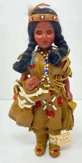 vintage carlson doll native american indian princess baby  leg tag