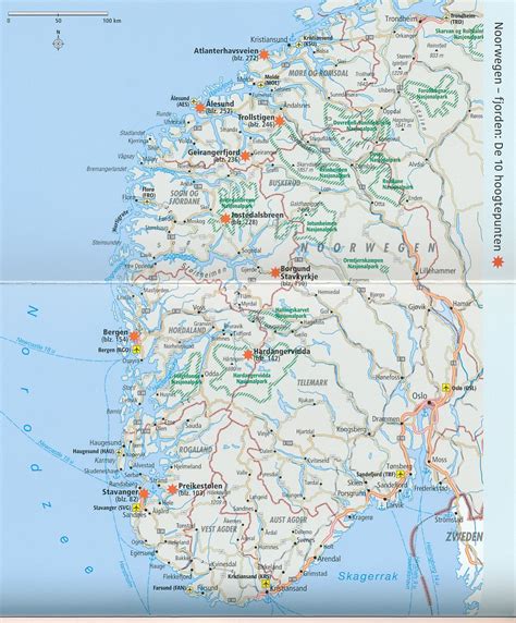 kaart zuid noorwegen kaart