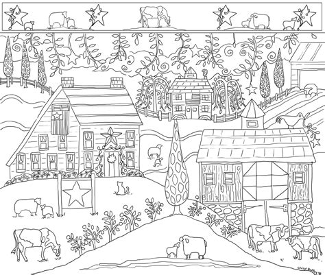 country folk art pages coloring pages