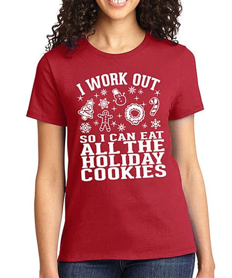 Loving This Signaturetshirts Red I Work Out So I Can Eat Cookies Tee
