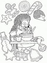 Coloring Jan Brett Pages Christmas Hedgie Cookies Colouring Baking Clipart Color Animal Treats Books Hat Printable Hedgehog Janbrett Library Kids sketch template