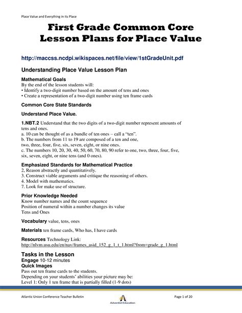 grade common core lesson plan templates  allbusinesstemplatescom