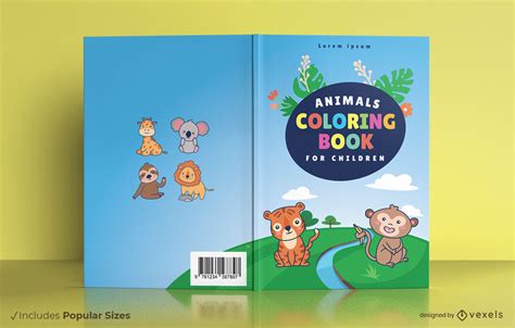 animals coloring book cover design  children vector