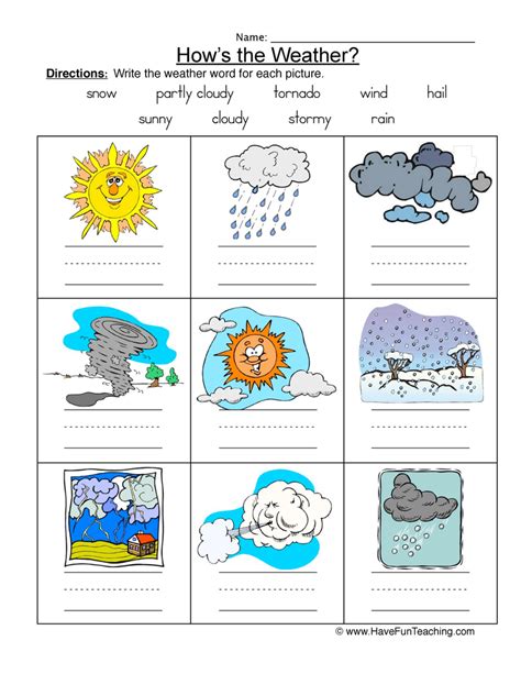 weather names worksheet  worksheets
