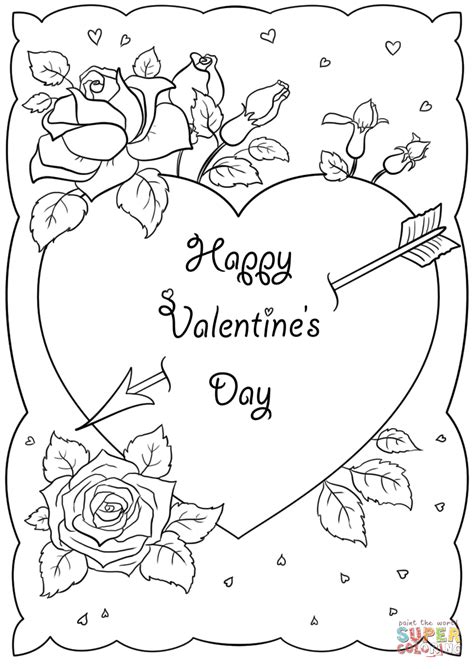 happy valentines day card coloring page  printable coloring pages